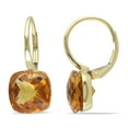 thumbnail image 1 of Cushion Checkerboard-Cut Madeira Citrine Leverback Earrings in 14K Yellow Gold, 1 of 6