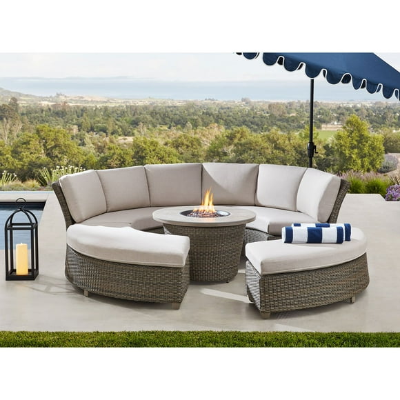 Member's Mark Hampton Sectional Fire Set with Sunbrella Fabric, 5pc