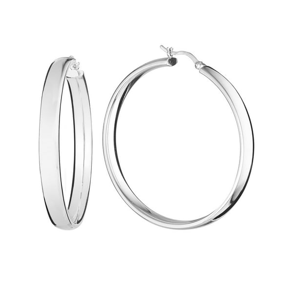 Wedding Band Style Hoop Earrings in Sterling Silver