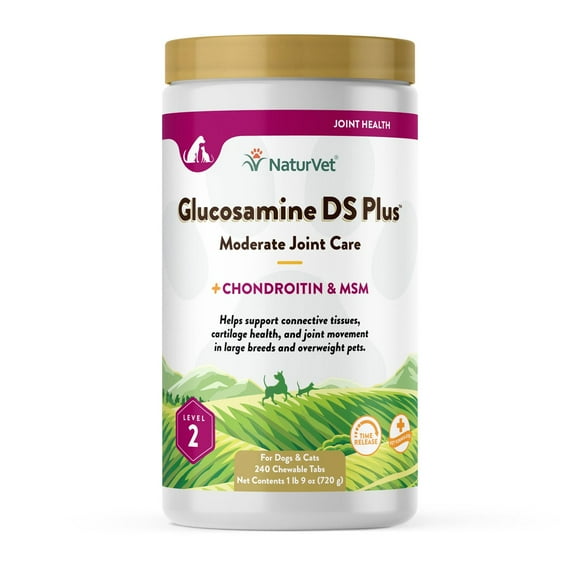 NaturVet, Glucosamine-DS Plus Level 2 Time Release Tablets for Dogs or Cats, 240 ct.