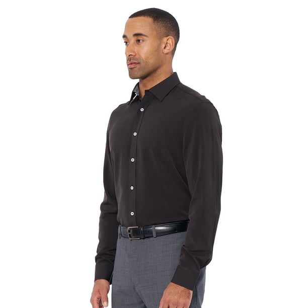 Nick Graham Men's Traveler Dress Shirt Black 16-16.5 34/35 :- Black, 16-16.5 34/35