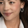 thumbnail image 5 of Lab Created Gemstone Huggie Hoop Earrings in Sterling Silver, 5 of 6