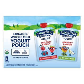 Stonyfield Organic Strawberry Beet Berry & Pear Spinach Mango Yogurt Pouches 8 ct