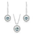 thumbnail image 1 of Round Cut Lab Created Gemstone Dancing Pendant & Earring Set in Sterling Silver, 1 of 8
