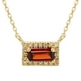 thumbnail image 1 of Baguette Cut Gemstone and 0.06 CT. T.W. Diamond Halo Pendant Necklace in 14K Gold, 1 of 5