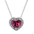 thumbnail image 1 of Lab Created Gemstone & Diamond Accent Heart Pendant Necklace in 14K Gold, 1 of 4