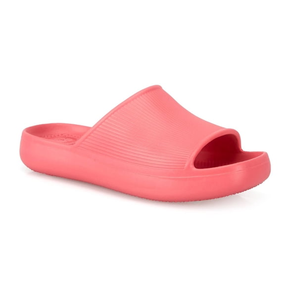 Totes Women's Ribbed Platform Slide Sandal