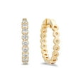 thumbnail image 4 of Round Cut In and Out Diamond Hoop Earrings in 14K Gold, 4 of 7