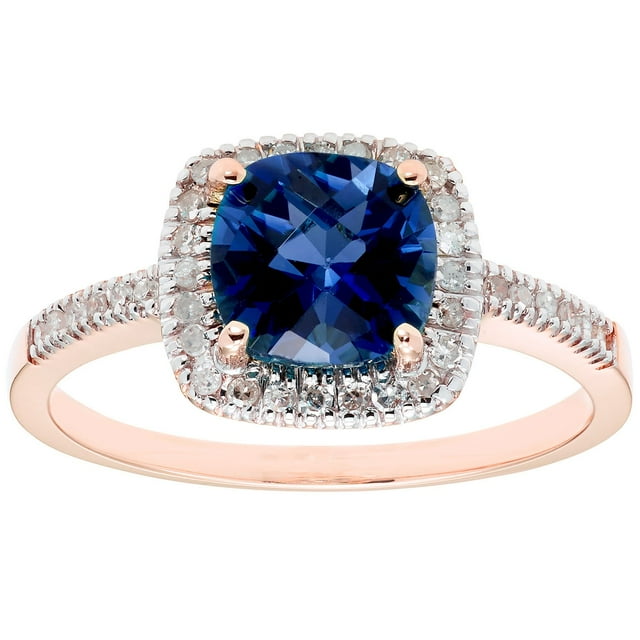 Cushion Cut Gemstone & 0.18 CT.T.W. Halo Diamond Ring in 14K Gold