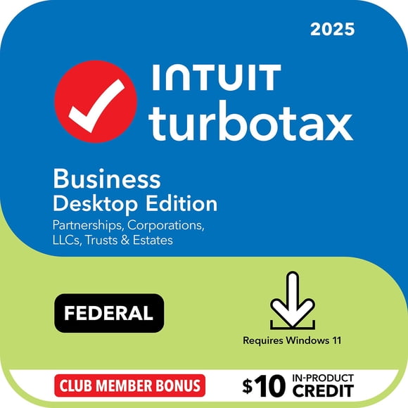 TurboTax Desktop Business 2025 Email Delivery, Federal Return Only + Federal E-file + $10 In-Product Credit (Win 11)
