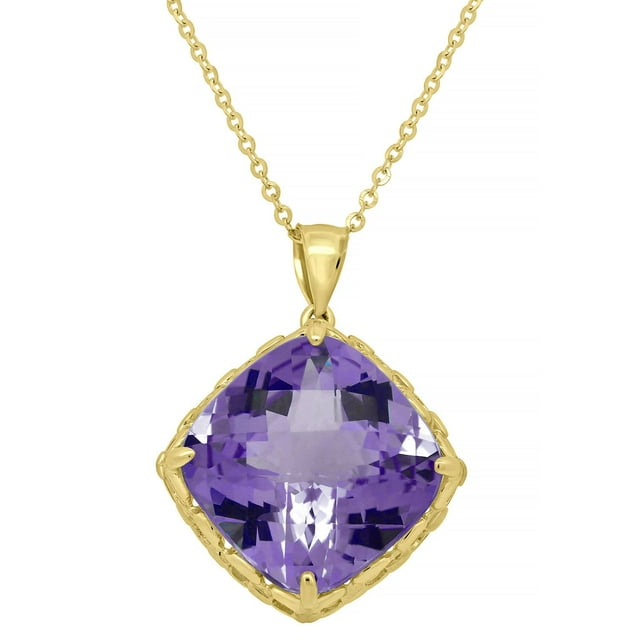 Solitaire Gemstone Pendant Necklace in 14K Gold