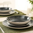thumbnail image 7 of Christian Siriano Onyx 24-Piece Porcelain with Gold Rim Dinnerware Set, 7 of 7