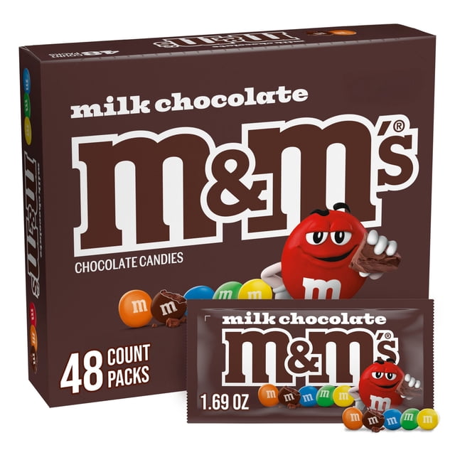 M&M'S Milk Chocolate Candy, Full Size, 1.69 oz., 48 pk.