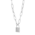 thumbnail image 3 of Sterling Silver 0.29 CT T.W. Diamond Padlock Paperclip Necklace, 3 of 9