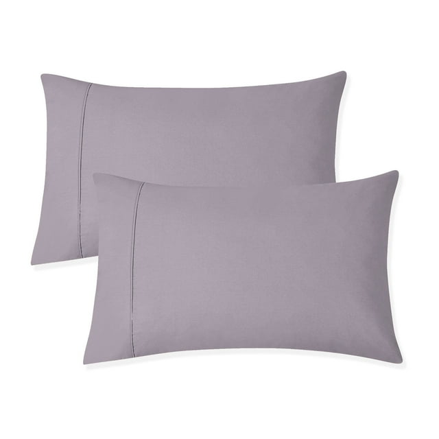 Purity Home 300-Thread-Count Organic Cotton Brushed Percale Pillowcases, Assorted Sizes