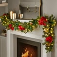 thumbnail image 1 of Member's Mark 9' Red Pre-Lit Decorated Garland, 1 of 4