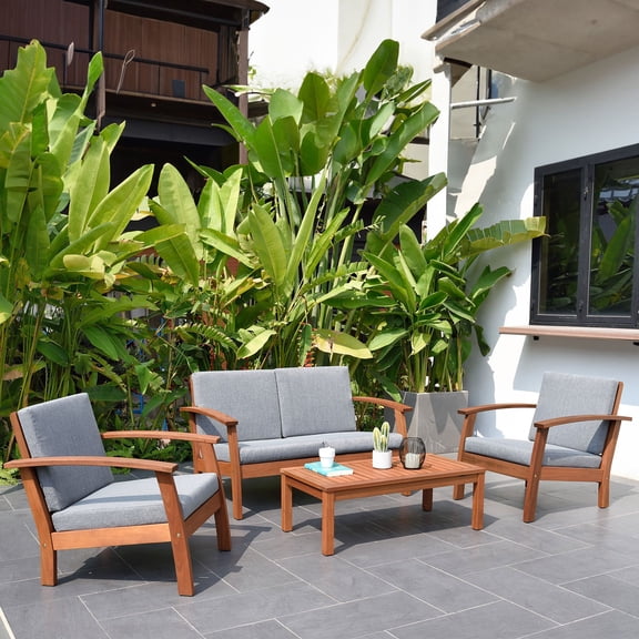 Amazonia Valencia Eucalyptus Deep Seating Set, 4pc