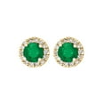 thumbnail image 2 of Round Cut Gemstone & 0.28 CT. T.W. Halo Diamond Stud Earrings in 14K Gold, 2 of 4