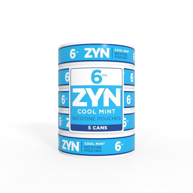Zyn Oral Tobacco Nicotine Pouches, Cool Mint, 6 mg, 5-can Roll, 18 pk.