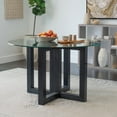 thumbnail image 1 of Sylvie Glass Top Dining Table with Wood Base, 1 of 6