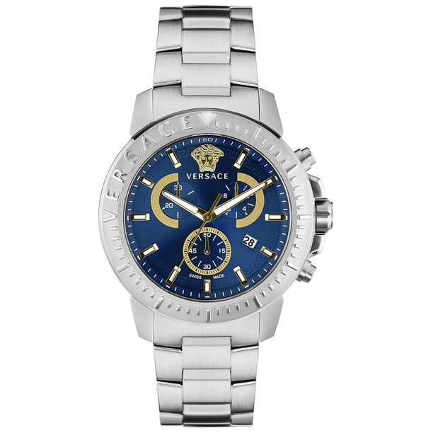 VERSACE※WR5ATM/VR Customized CHRONOGRAPH Versace New Quartz Chronograph Silver Bracelet Mens Watch, 45mm