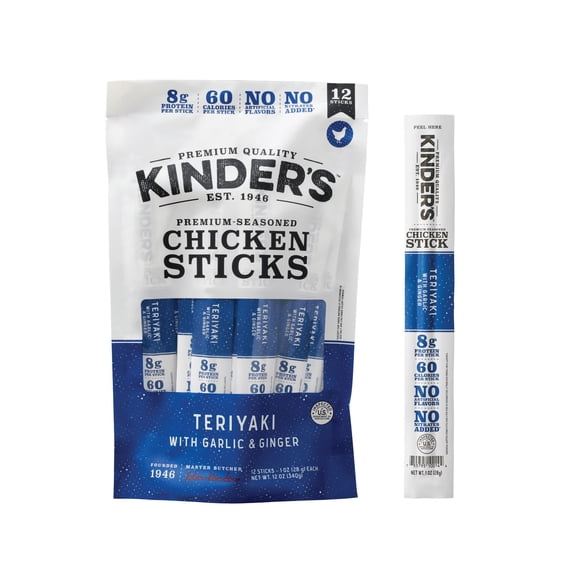 Kinder's Meat Stick, Chicken Teriyaki, 12 Pack
