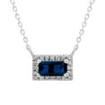 thumbnail image 1 of Baguette Cut Gemstone and 0.06 CT. T.W. Diamond Halo Pendant Necklace in 14K Gold, 1 of 3