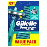 Gillette Sensor2 Plus Lubrastrip Pivoting Head Disposable Razors, 52 ct ...