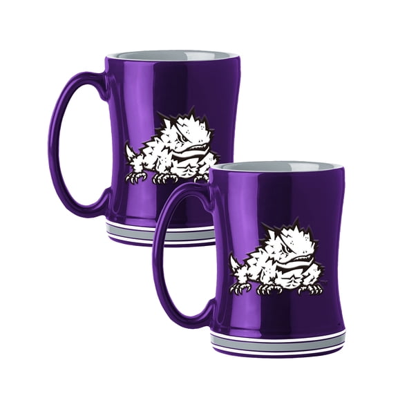 Logo Brands TCU Horned Frogs 14oz Relief Mug Set