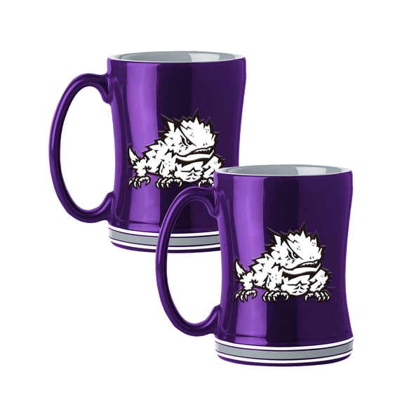 Logo Brands TCU Horned Frogs 14oz Relief Mug Set