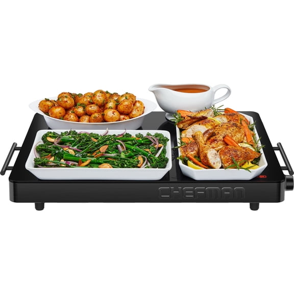Chefman Family-Sized Glass Top Warming Tray, 21" x 16"