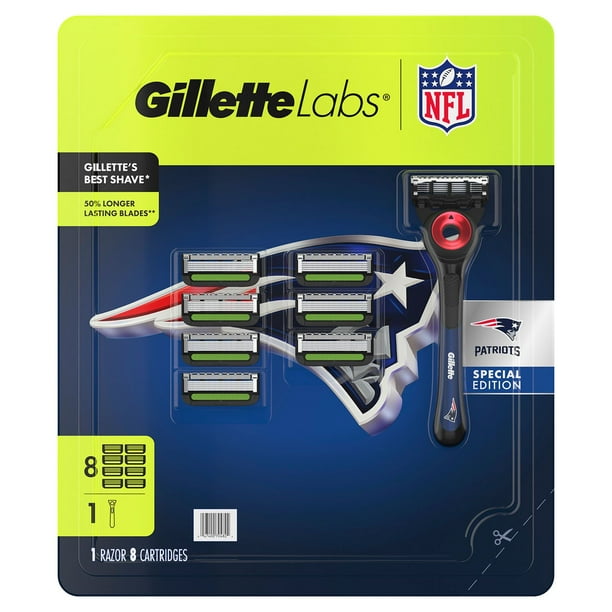Gillette Labs NFL New England Patriots Men's Razor, Handle + 8