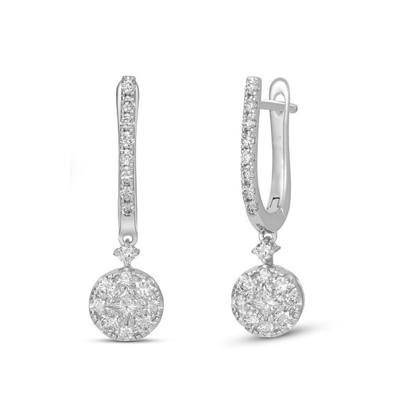 0.50 C.T. TW Round Cut Diamond Dangle Earrings in 14K Gold