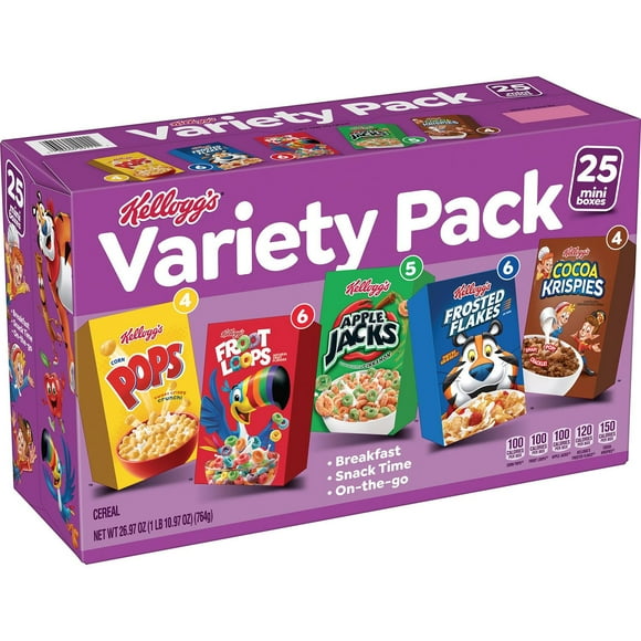 Kellogg's Assorted Cereal Variety Pack, 25 pk.