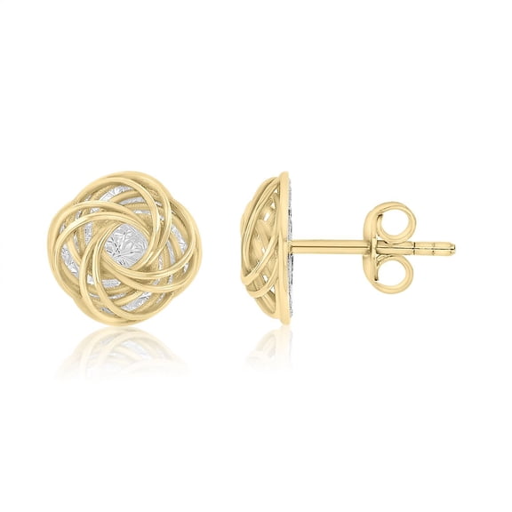 Diamond Cut Knot Stud Earrings in 14K Gold