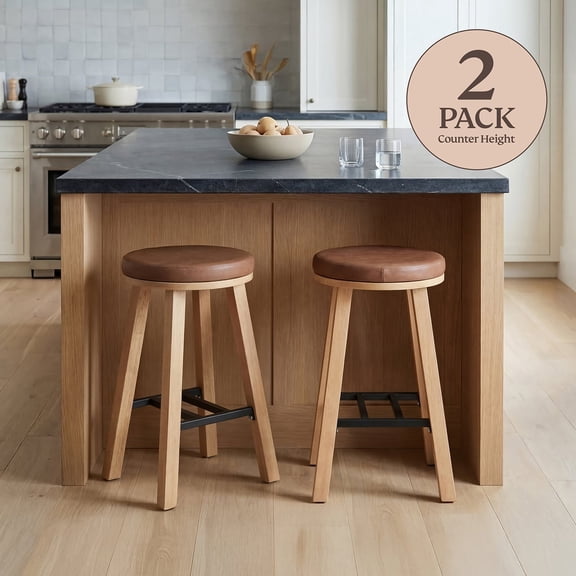 Bower Home Upholstered Counter or Bar Stool, 2-Pack
