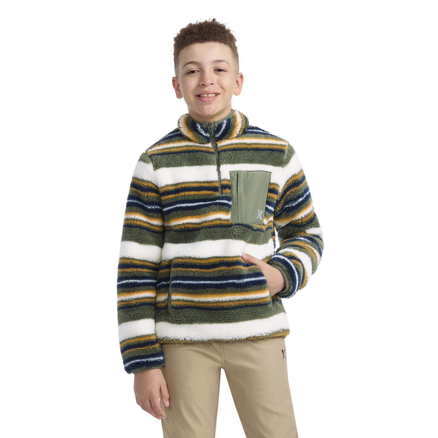 Hurley Bondi Heat Maglione Pile Con Zip Uomo - Felpa Calda Con Collo Alto E Tasche - Tecnologia Termica Per L'Inverno