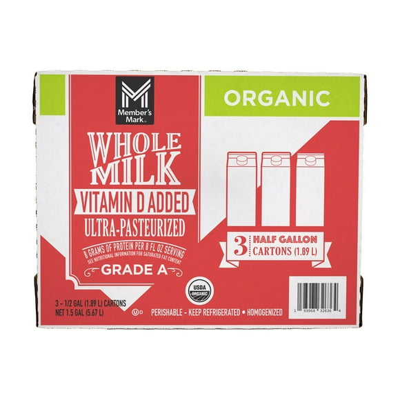 Member’s Mark Organic Whole Milk, 64 fl. oz., 3pk.