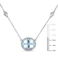 thumbnail image 2 of Allura Aquamarine and White Sapphire with 0.13 CT.T.W. Diamond Station Halo Necklace in 14K White Gold, 2 of 5