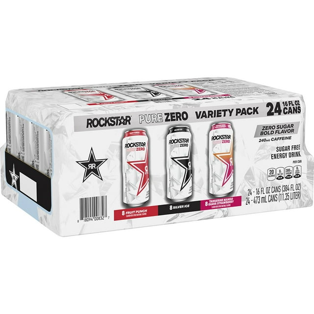 Rockstar Pure Zero Sugar Free Energy Drink Variety 16 fl. oz., 24 pk.