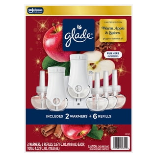 Glade PlugIns Scented Oil, Air Freshener, Warm Apple & Spices, 2 Warmers + 6 Refills, 0.67 oz. each