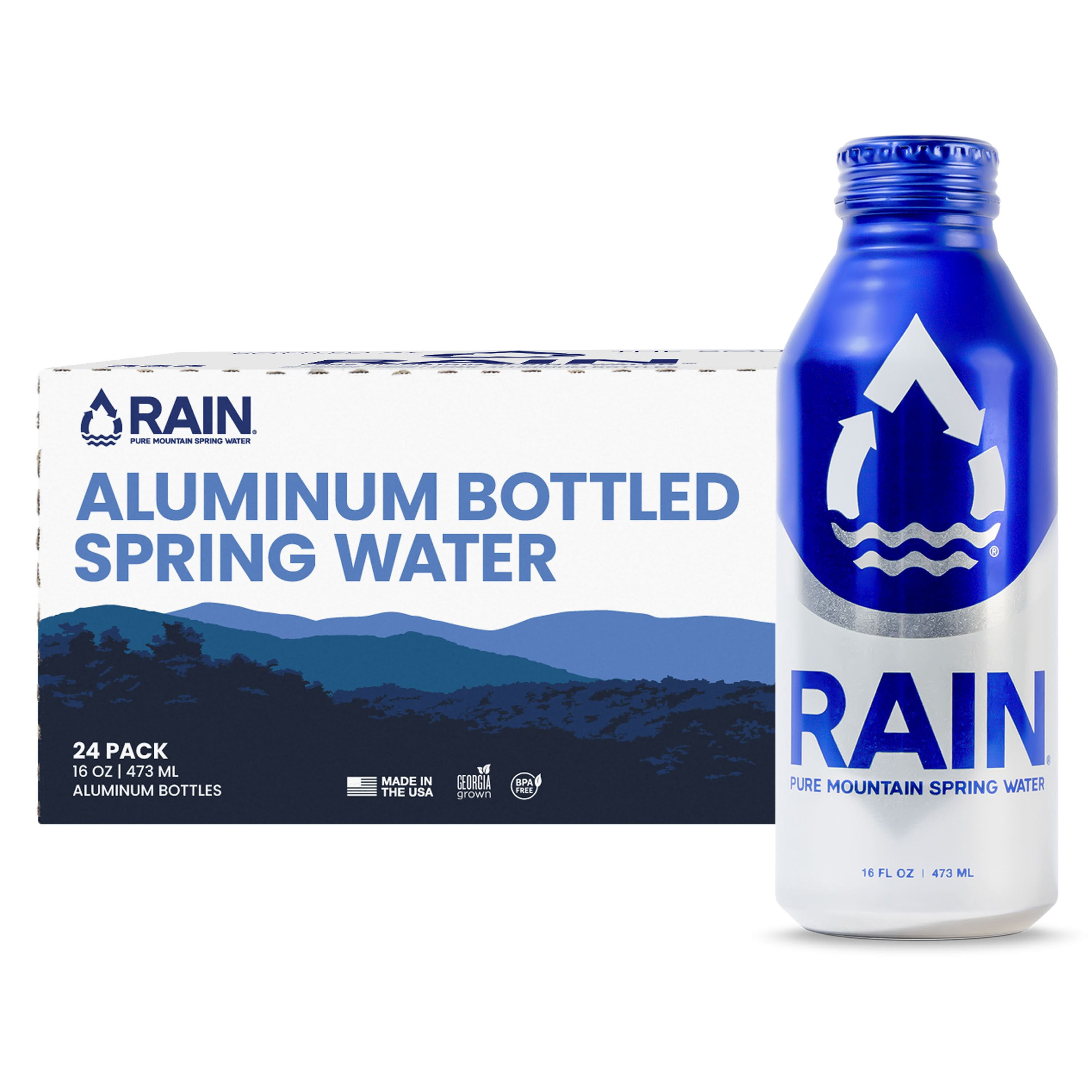 Rain Pure Mountain Spring Water, 16 fl. oz., 24 pk.