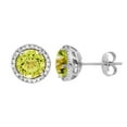 thumbnail image 1 of Round Cut Gemstone & 0.13 CT. T.W. Halo Diamond Stud Earrings in 14K Gold, 1 of 5