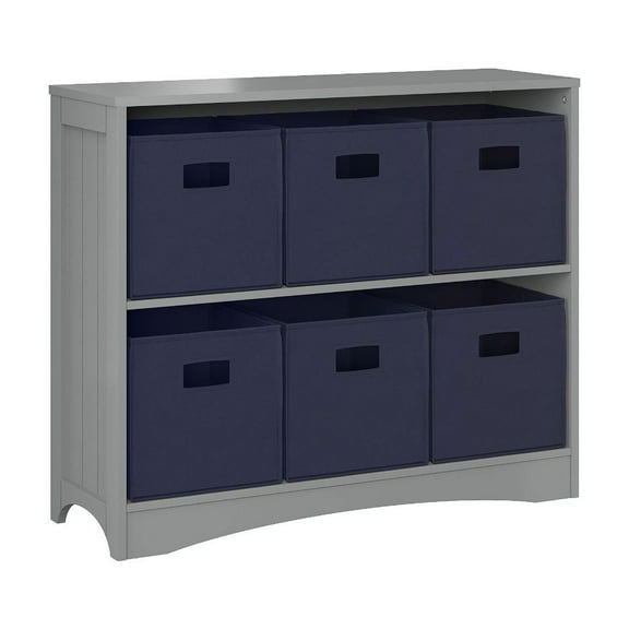 RiverRidge Horizontal Bookcase with 6 Bins, Assorted Shelf and Bin Colors
