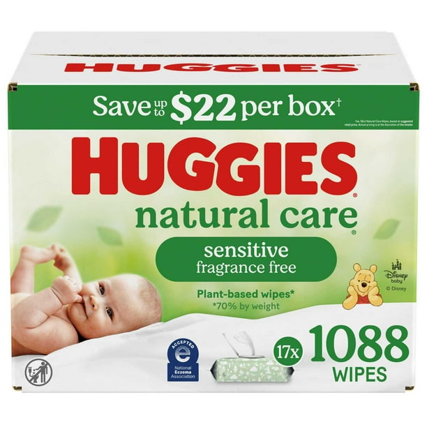 Huggies Natural Care Sensitive Baby Wipes, Fragrance Free, 17 pk