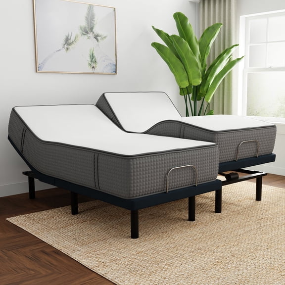LulaaBED 12" Soft & Firm Flippable Memory Foam Mattress & Adjustable Base Set