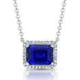 thumbnail image 1 of Emerald Cut Lab Created Gemstone & 0.08 CT. T.W. Diamond Necklace in Sterling Silver, 1 of 6