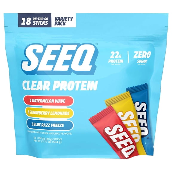 Seeq Clear Protein Powder Variety Pack, 18 pk.