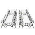 thumbnail image 1 of Lifetime Combo - 4 8' Commercial Grade Non-Nesting Folding Tables and 32 Folding Chairs, White Granite, 1 of 16