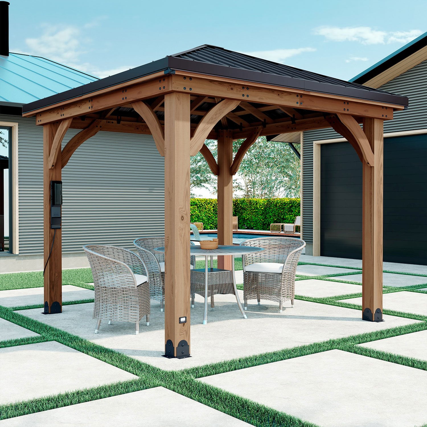 Backyard Discovery Barrington Cedar Gazebo with Powerport, Choose
